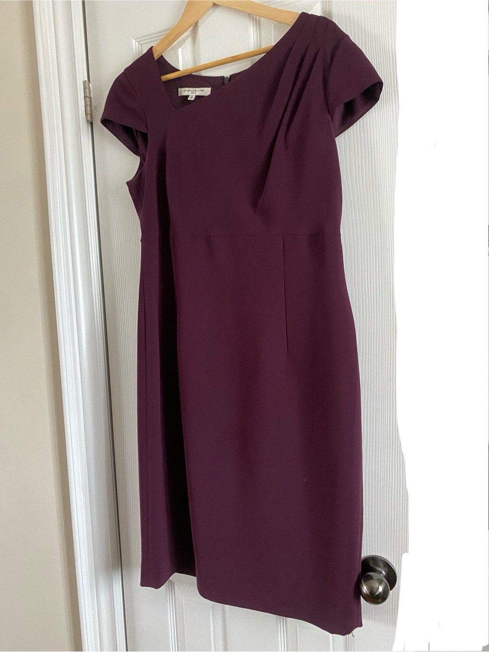 Plum Asymmetrical Cap Sleeve Midi Dress Size 14
